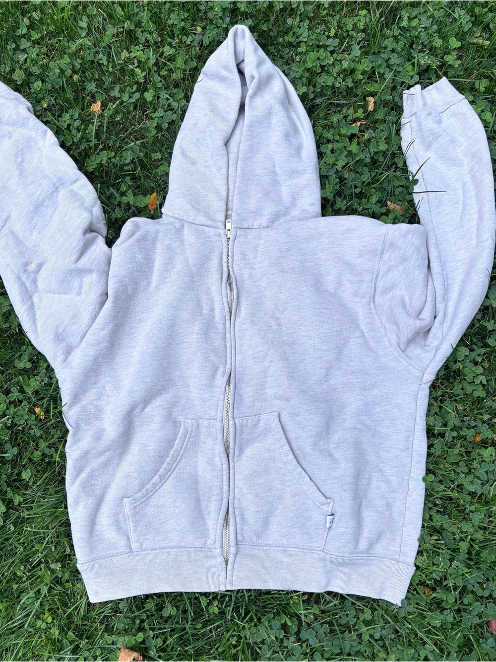 Akimbo Light Gray Zip-Up Hoodie Jacket - Unbranded